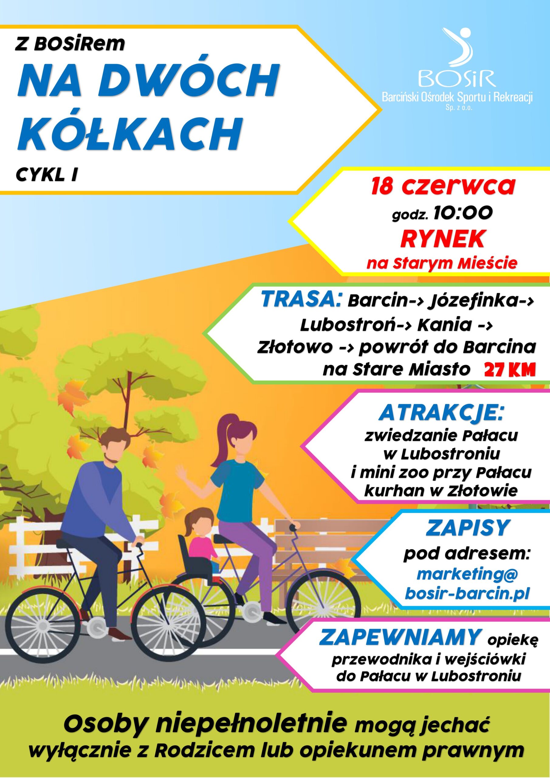 Read more about the article 18 czerwca zapraszamy wszystkich miłośników rajdów rowerowych na wycieczkę Z BOSiRem na dwóch kółkach – cykl I.